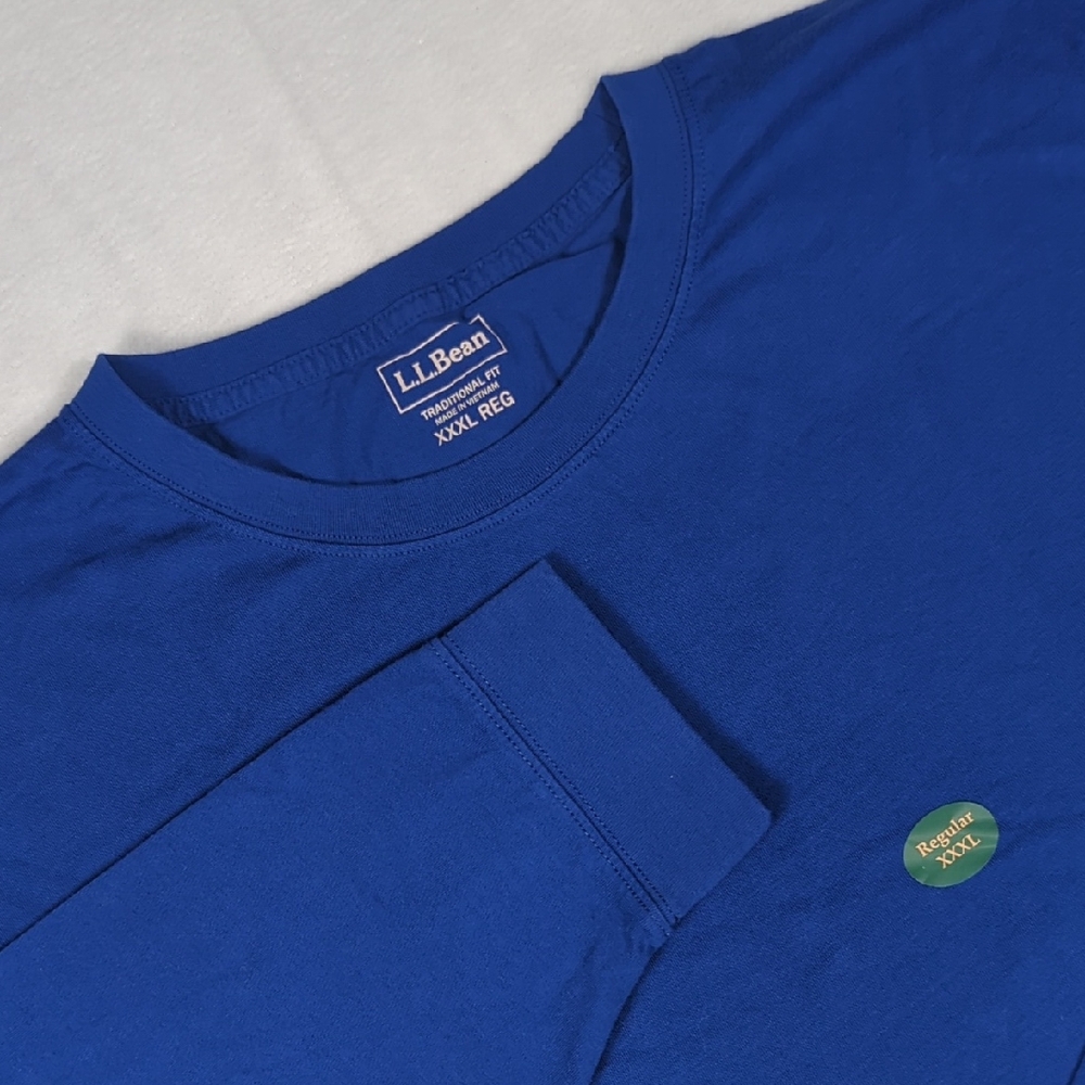 New L.L.‎ Bean Men's Long-Sleeve Crewneck Shirt — Royal Blue XXXL 100% Cotton